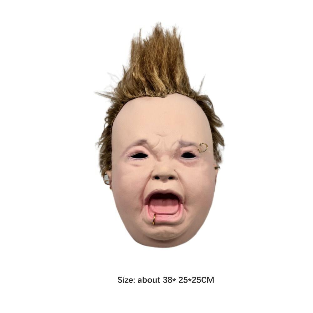 New Weird Crying Punk Baby Mask Latex Soft Crying PuHilarious Head Masque Realistic Creative Funny Mask Halloween