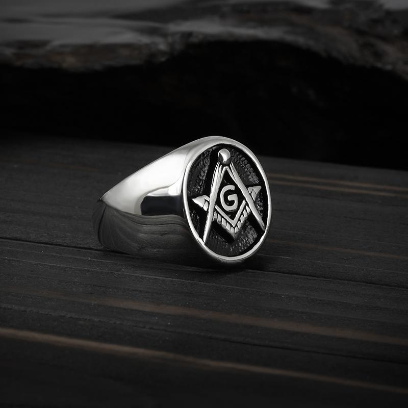Vintage Masonic Rings For Men Punk Fashion Jewelry Retro Golden Freemasonry Male Finger Ring Biker Club Gift FreeShipping