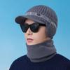 Men's Winter Warm Hat, Cold-proof Scarf Set, Wool Cap, Plush and Thickened Youth Cycling Knitted Hat