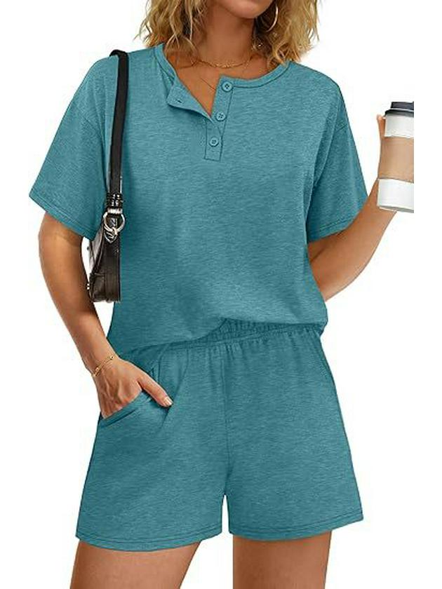 2026 Women's Casual Cotton Fashion Set: Round Neck T-shirt & Elastic Waist Shorts