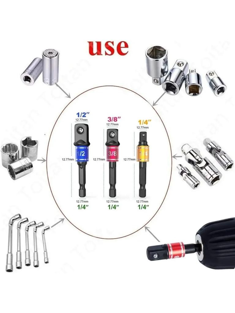 Socket Impact Electric Extension Adapter Extension Converter Electric Drill Hexagonal To High-speed Nut Male Square Wrench