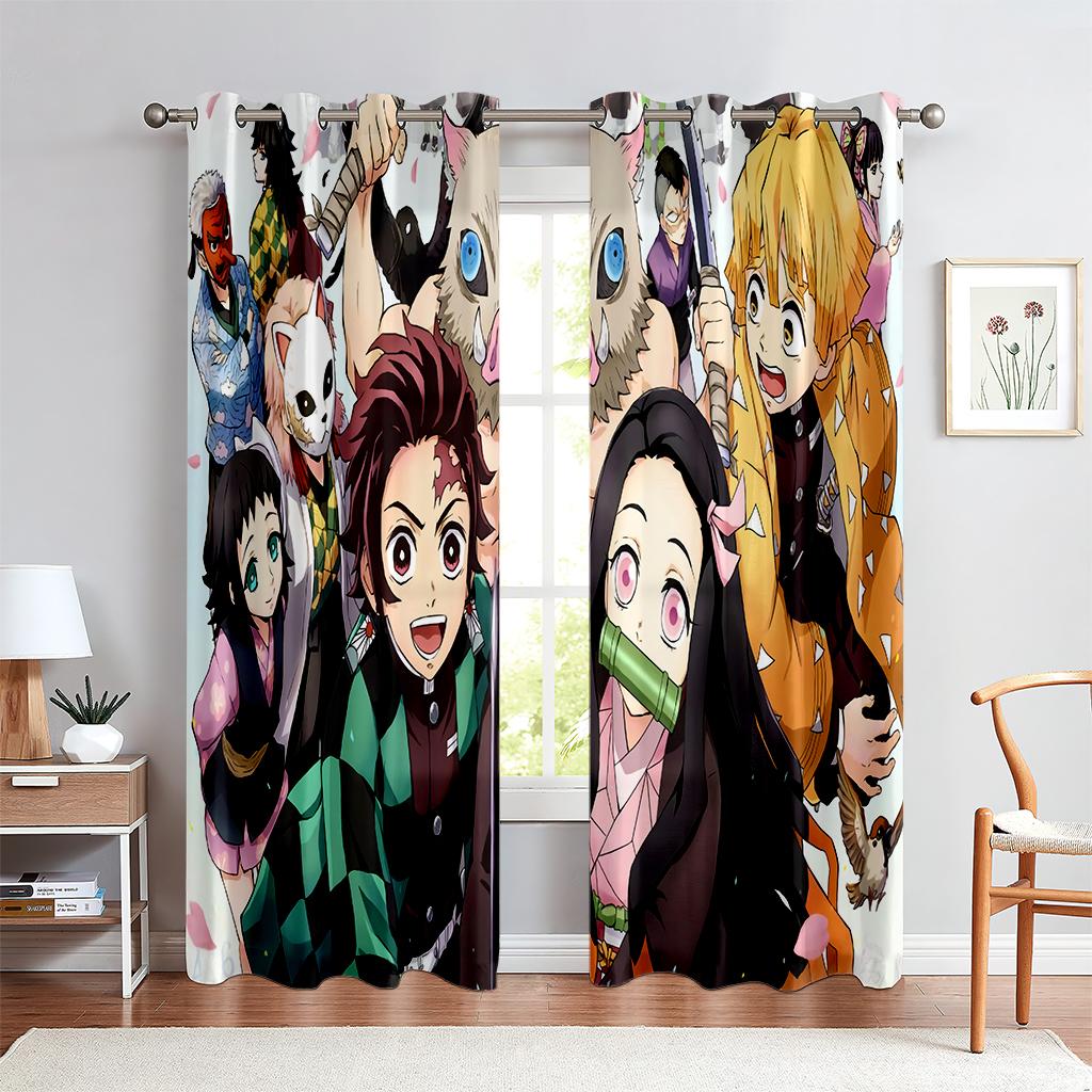 Cartoon Anime Characters Curtains for Kids, Decorative Curtains, 2 Pcs, Boys and Girls Room, Bedroom, Living Room, Den, Balcony