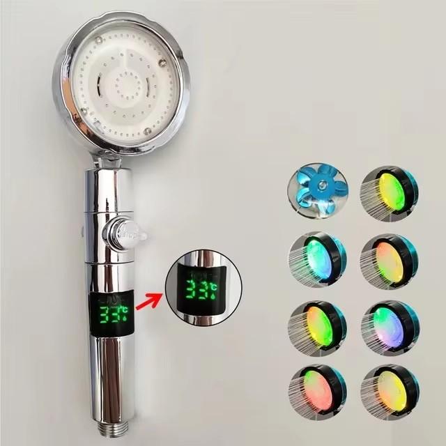 Soffione Doccia LED Anionico Pioggia SPA Controllo Temperatura Soffione Doccia Pressurizzato Risparmio Idrico 3/7 Colori Portatile Bagno Doccia