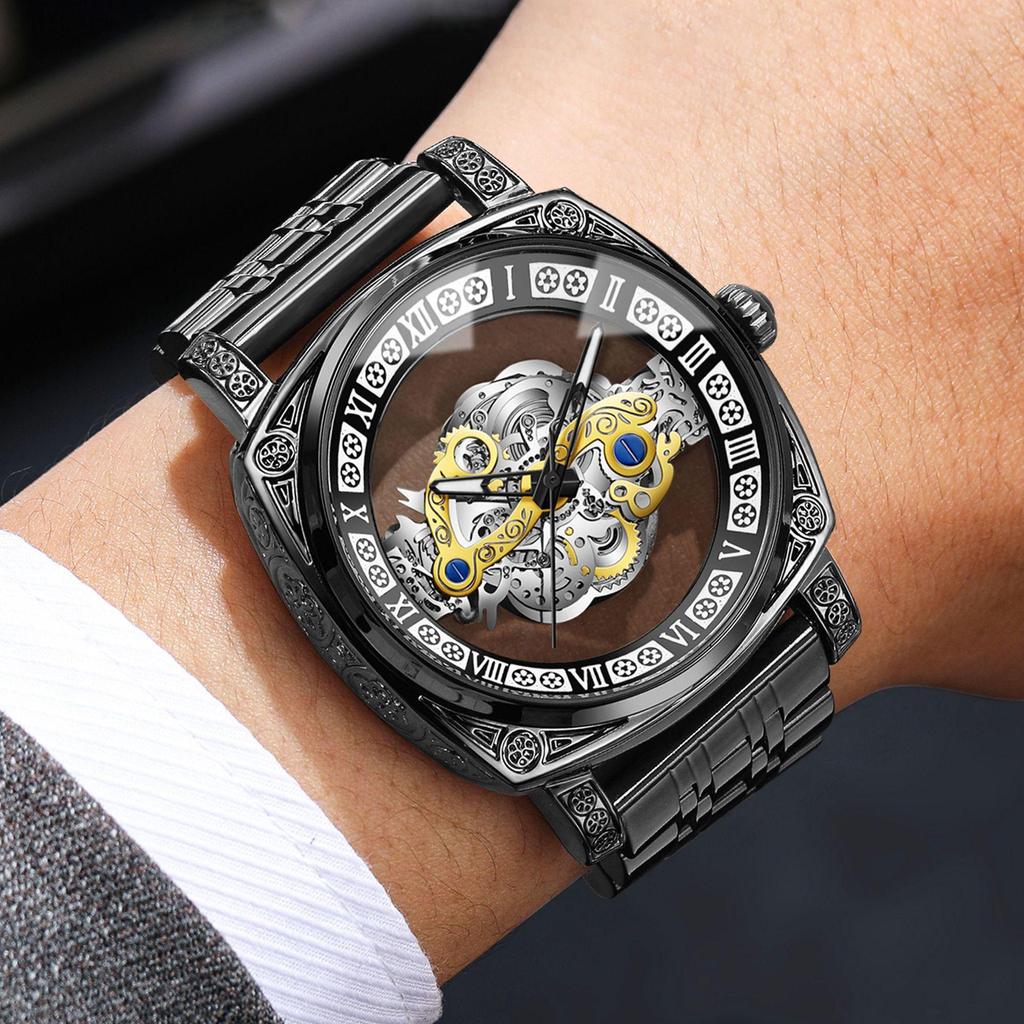 Binbang European & American Oversized Hollow Carved Men's Fashion Waterproof Casual Watch