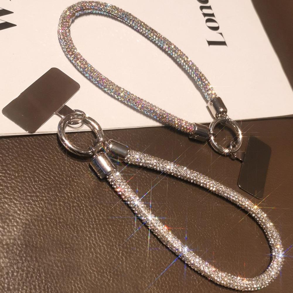 Handheld Glitter Rhinestone Phone Lanyard Hanging Cord Mobile Phone Chain  Women/Lady/Girl