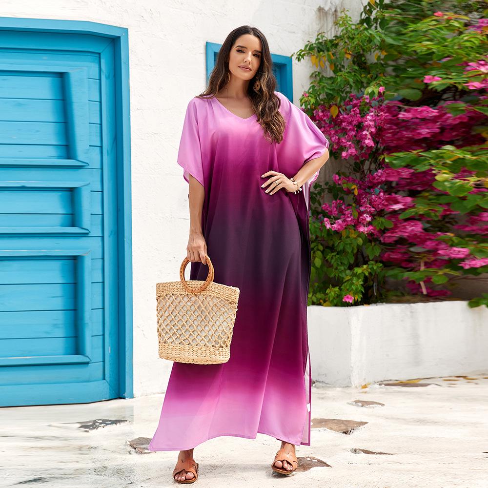 Gradient Print Beach Cover-up Dress - Plus Size, 4 Colors, Style 3811