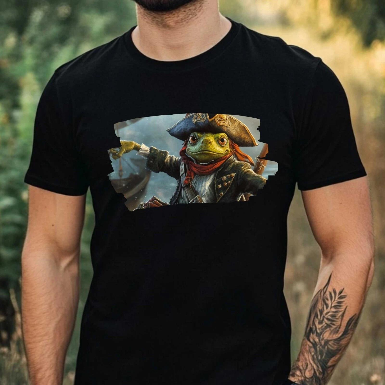 T-Shirt Herren Piraten Frosch Motiv Baumwolle Größe XS bis 5XL XXL