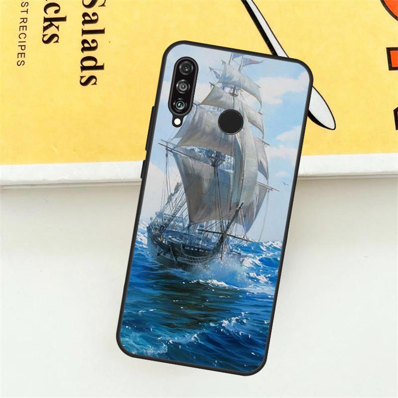 Sailing Pirate Ship Boat For Huawei Nova 9 10 SE 7i 8i 11i 12i 12s Y73 Y72 Y61 Y91 Y90 Y70 P30 P40 Lite Y60 Pro Case