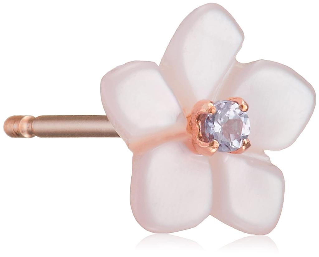 BLOOM Official 10K Pink Gold December Birth Christmas Rose Women's Earrings, Flower, (Single Ear) 0222-8992-0019-0000