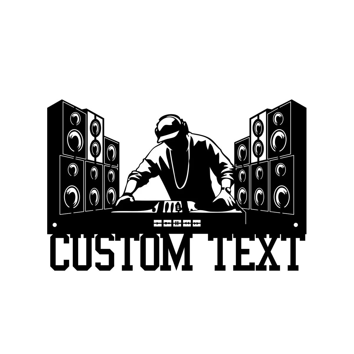 Custom DJ Disc Jockey Metal Wall Art Personalised Deejay Headphones Name Sign Home Decor Music Club чёрный