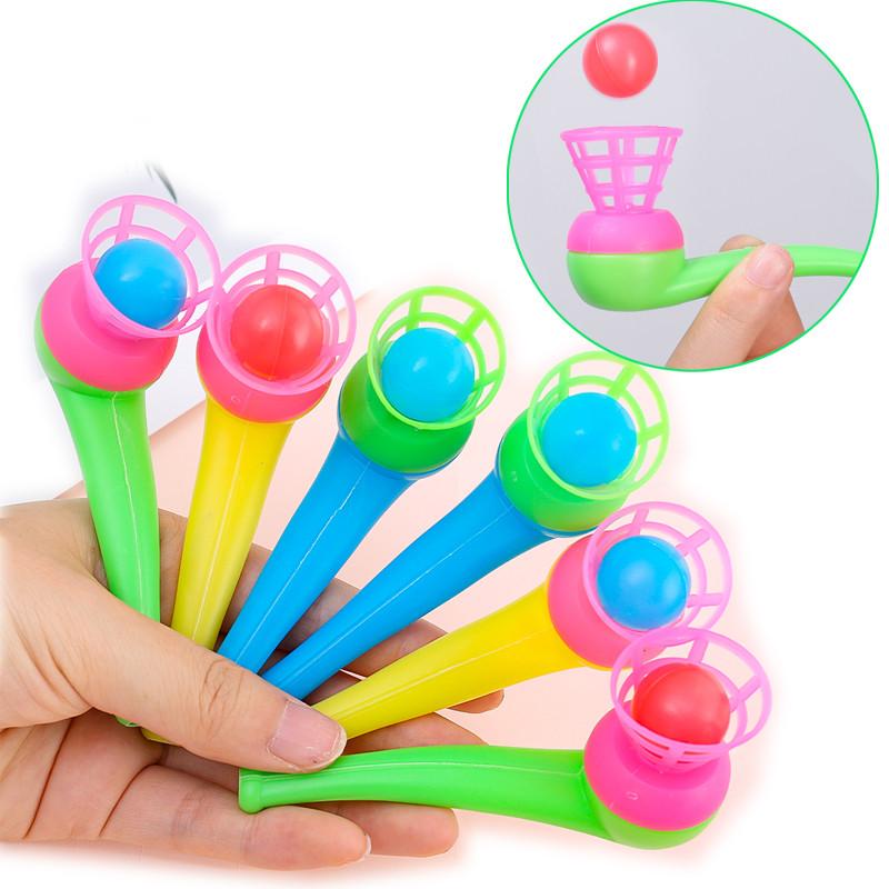 10pcs Funny Plastic Tube Blowing Ball Balance Toy Outdoor Sports Game Children's Fun Body Training Learning Toy