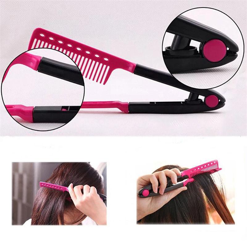 V Shape Hair Straightening Comb Heat Resistant Hair Styling Comb for Home Travel Beauty Hairdressing Tools GZW