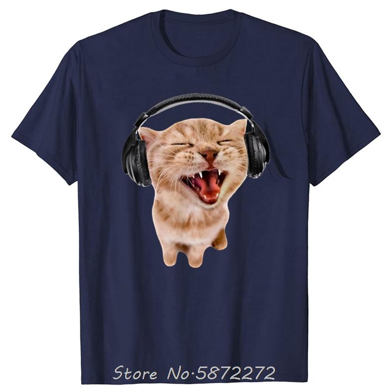 

Silly Cat With Headphones Singing Cat Unisex Cotton Tshirt Oversized T Shirt Unisex Tshirt Women Tees Tops Mens Clothing S