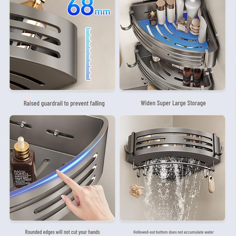 No-Drill Triangle Bathroom Wall-Mounted Shelf