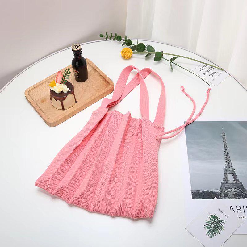 New Korean Style Pleated Knitted Shoulder Handbag for Women