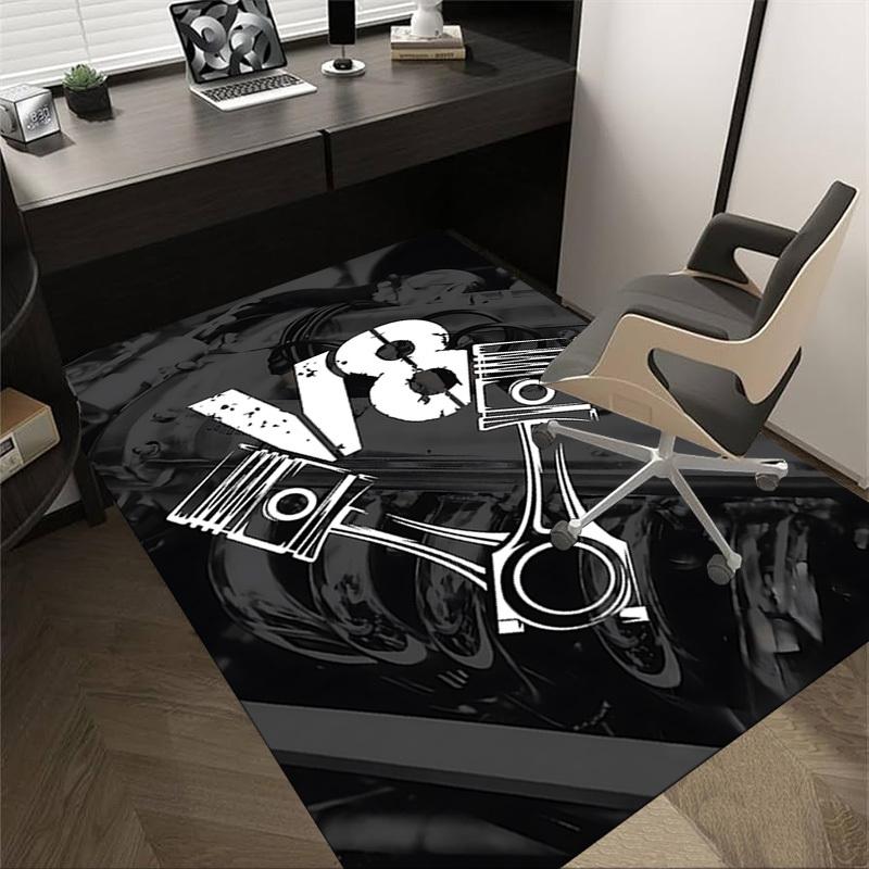 1 Stück V8 Motor Teppich Anti-Rutsch Polyester Fußmatte für Büro, Schlafzimmer