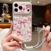 Colorful Bowknots Print Leather Lanyard Case For iPhone 18 Pro Max Hybrid TPU+PU Anti-skid Soft Cover For iPhone 17 16 15 14 13 Pro Max