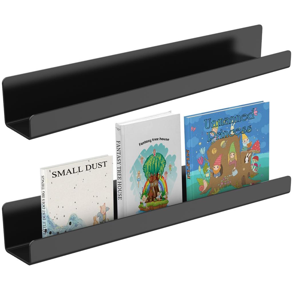 2 Pcs Magnetic Book Shelf for Whiteboard - 17 Inch, Reusable Metal Magnetic Bookshelf, Holds 8.8 Lbs, Magnetic Book Displays