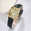 2pcs/set Couple Fashion Watch Set, PU Leather Strap Square Dial Roman Numeral Design Watch | Elegant Watches | Gifts