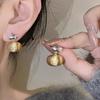 Autumn-Winter Retro French Gold & Silver Bean Earrings: Cold Style Metal Studs for Women