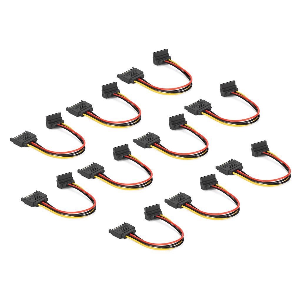 10 Pack SATA Cables 15 Pin 90 Degree Male To Female Power Extension Adapter for HDD SDD Optical