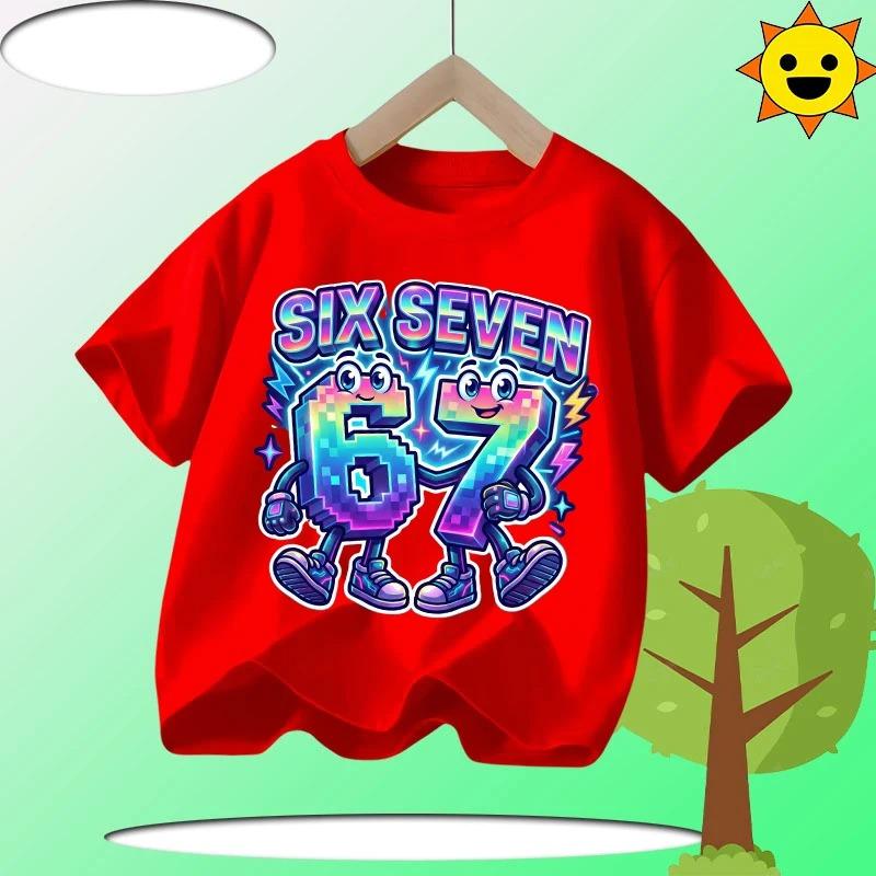 Summer 67 Six Seven Cool Funny Printed T-shirt Kids T-Shirts Fashion Oys Girls Cotton Tee Italian 67 Casual Children Clothes Top