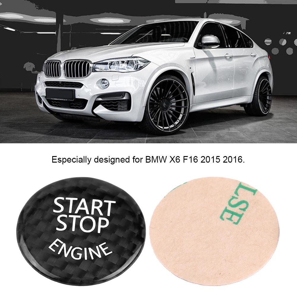 Black Carbon Fiber Car Engine Start Stop Button Switch Cover For BMW 1 7 Series X1 X3 X6