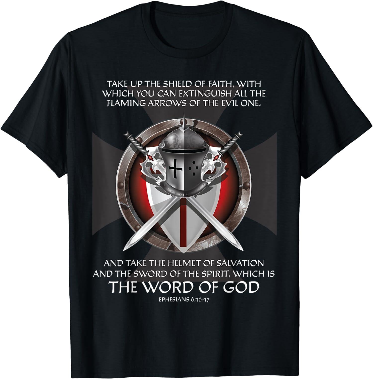 NEW LIMITED Armor Of God Take Up The Shield Of Faith Ephesians 6:16-7 T-Shirt M
