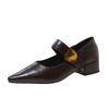 Mary Jane temperament shoes shallow mouth new retro pointed versatile women's shoes single shoes