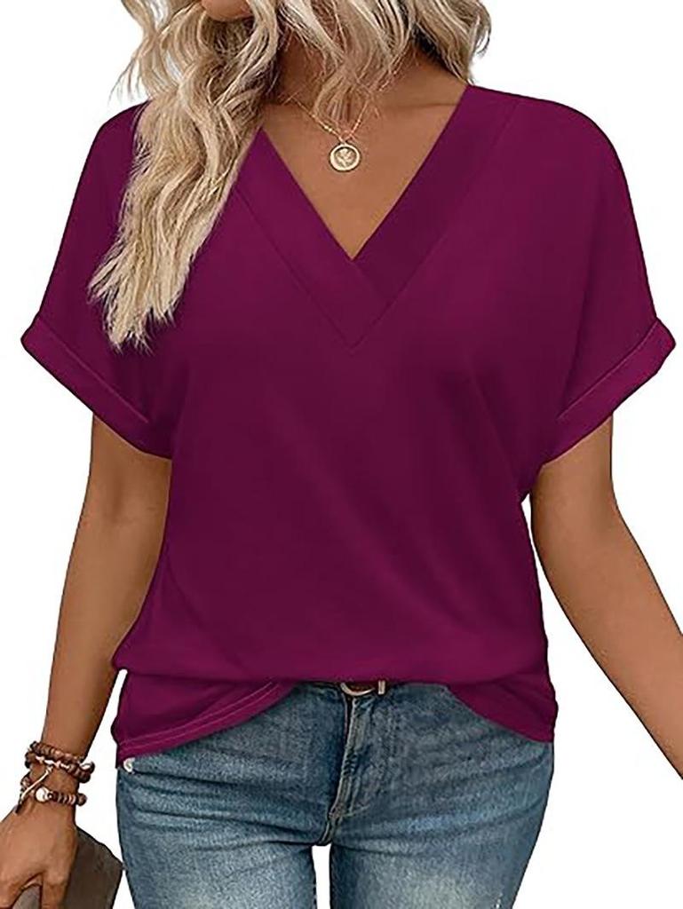Women's Summer V-Neck Batwing Sleeve Shirt 2026 Fashion