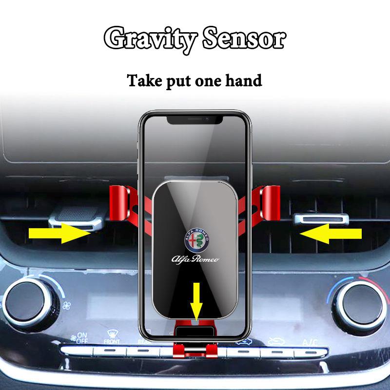 Hub Caps Car Phone Gravity Holder Car Air Vent Clip Mount Car Stickers For Alfa Romeo Giulia Giulietta Tonale MITO Stelvio Brera CVO1