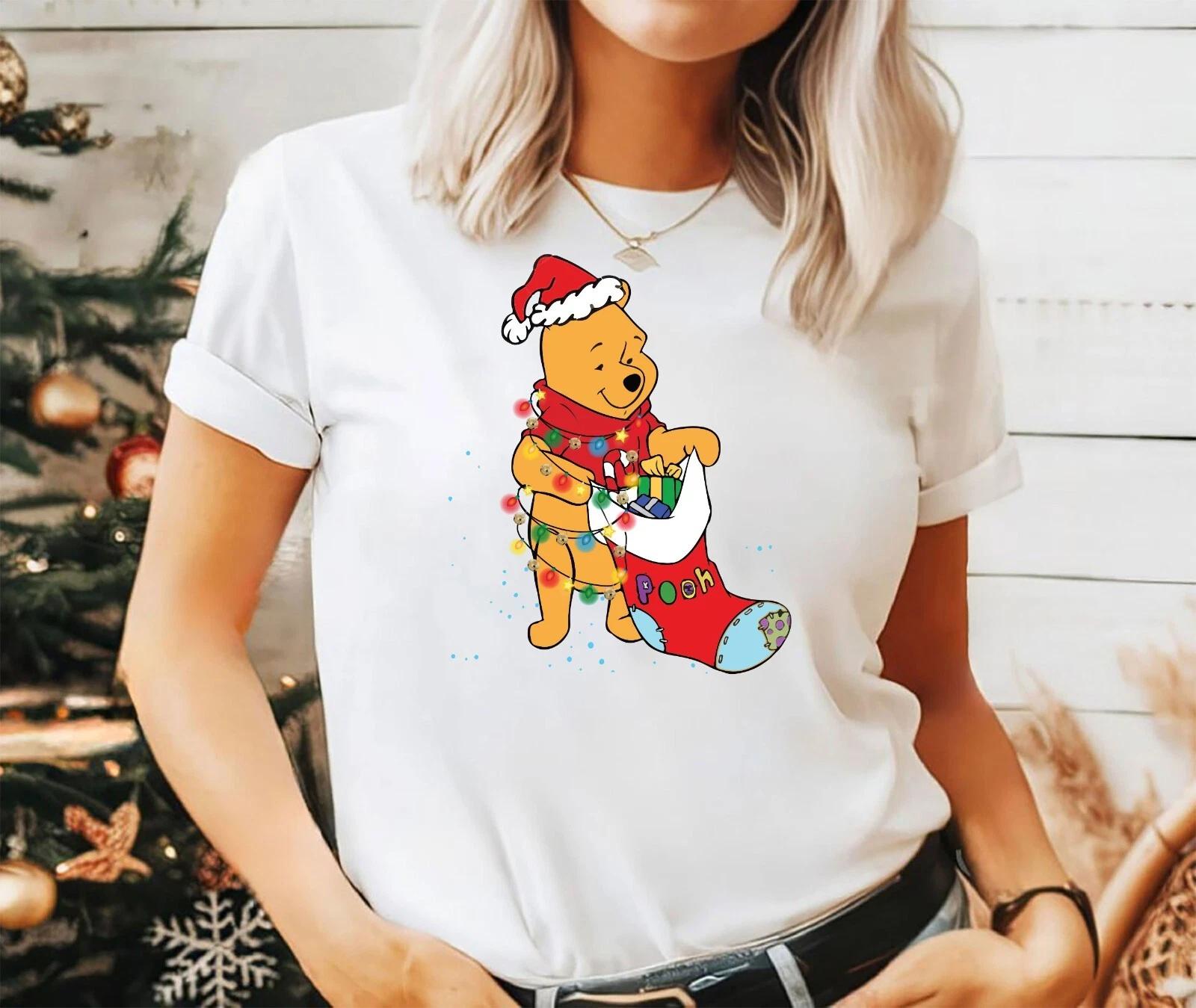 2024 Christmas unisex tshirt,Night before Christmas family party, Pooh L