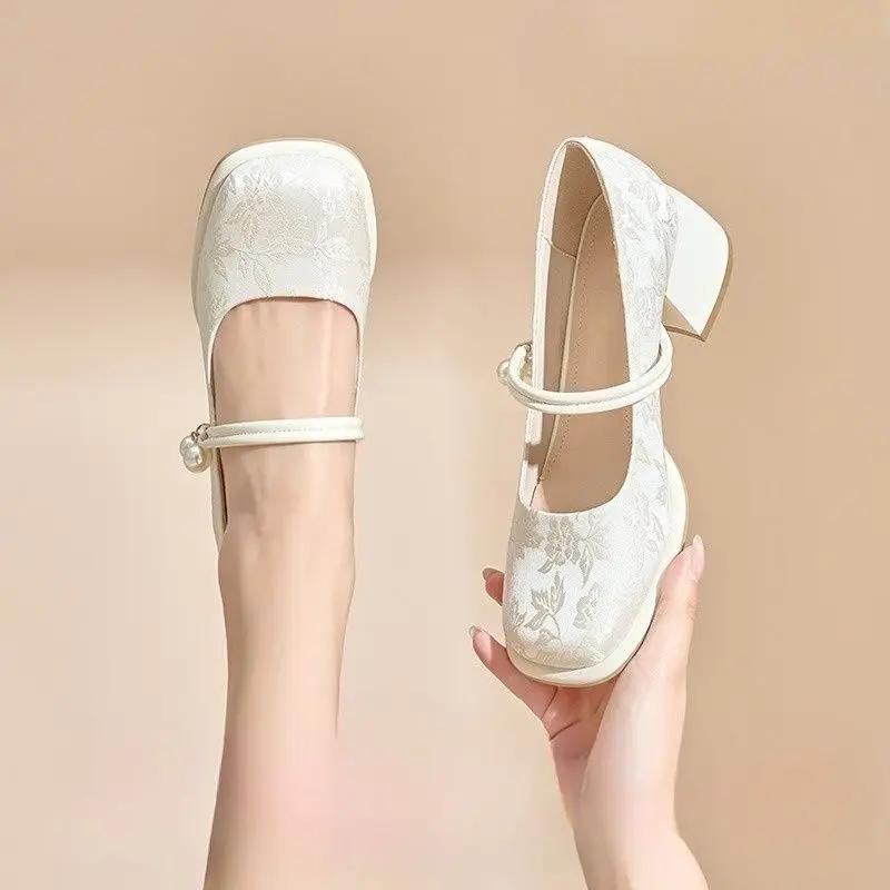 Fashion Gothic Square Toe Block Heel Chunky Heels with Medium Woman Pumps Mary Jane Japanese Style Lolita Shoes for Women On Promotion