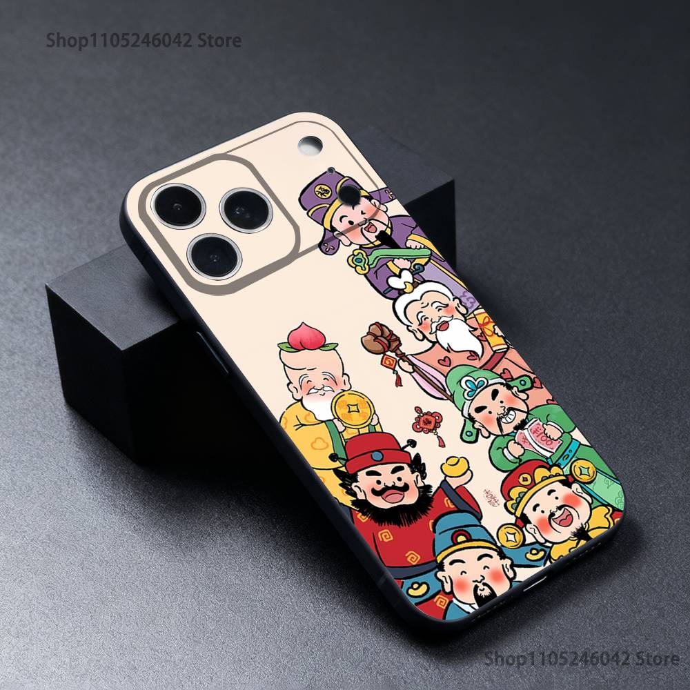 

Chinese Character Blessings Rich For iPhone 17,16,15,14,13,12,11,Pro,XS,Max,XR,Plus,E,SE4,Mini Black Soft Cover Phone Case iPhone15pro