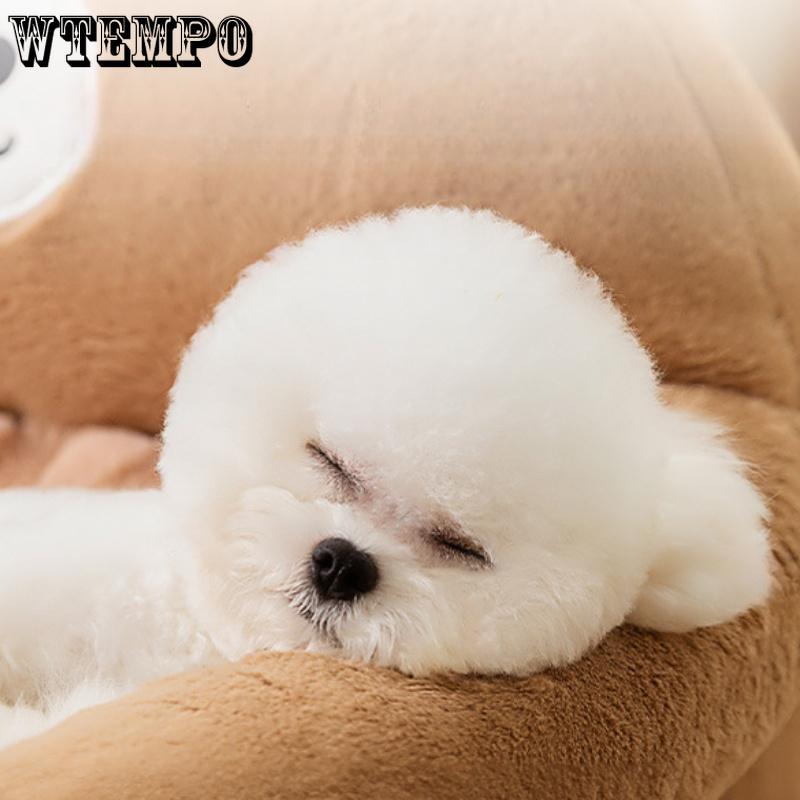 1pc Cozy Polyester Fiber Cartoon Dog Bed Sofa, Removable Washable Pet Mat for All Seasons, Warm Dog and Cat Lounger for Small Breeds