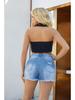 2025 Women's Low Waist Ripped Denim Shorts with Frayed Hem - European American Style Sexy Jeans Hot Pants