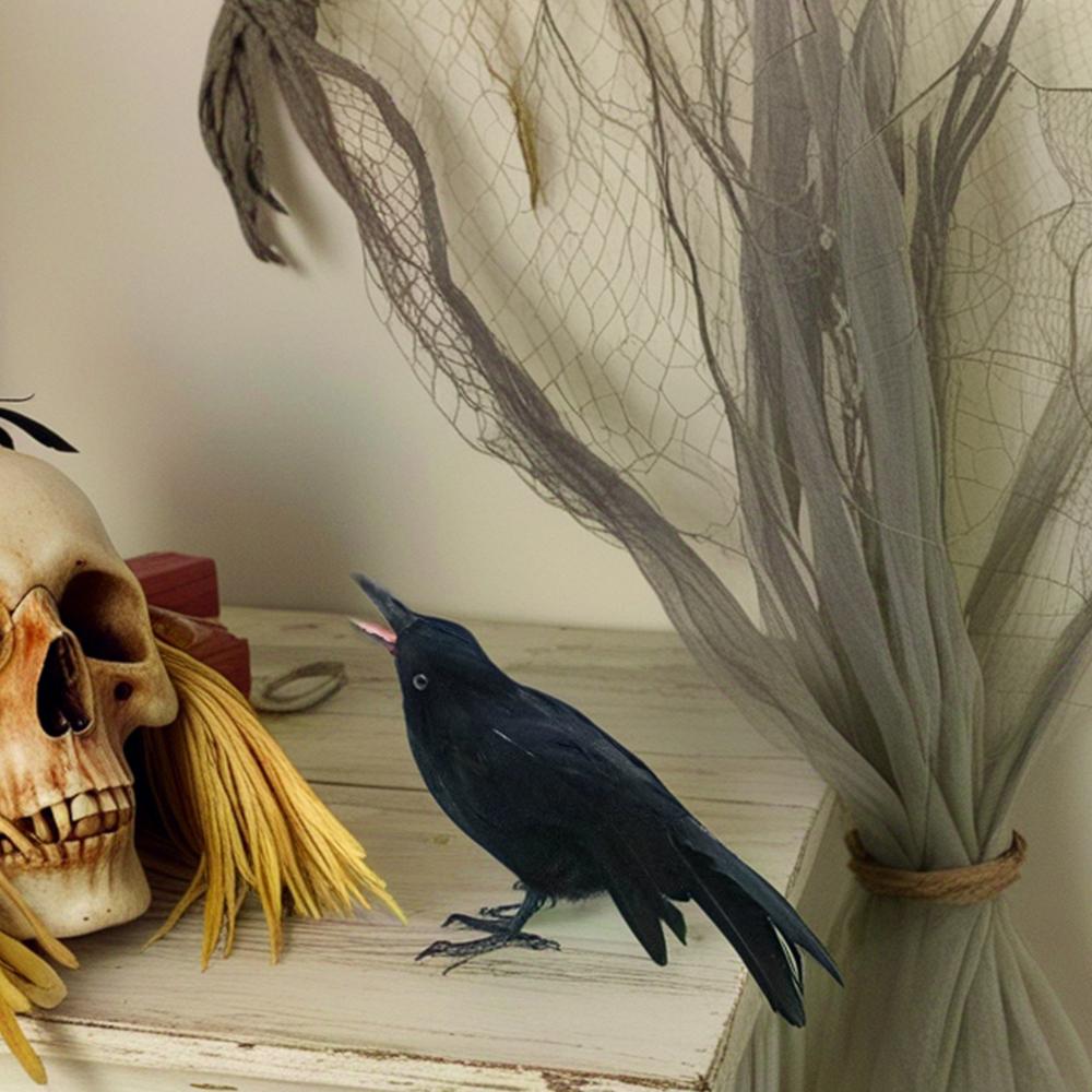 Halloween Schwarze Krähen Gefiederte Krähen Halloween-Dekorationen Sehen schwarze Krähen Große Krähen Raben Realistisch I7S9