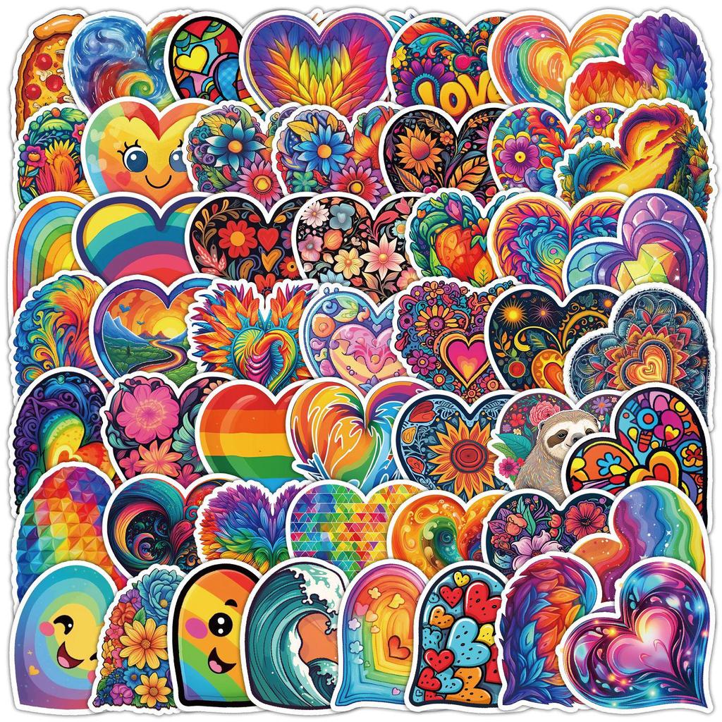 Valentine's Day Heart Graffiti Stickers: 50/100 Waterproof Decorative Stickers for Water Bottles & Computers