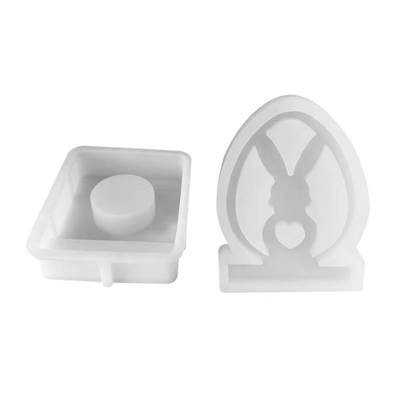 

AEE4-Silicone Candle Holder Mold Cute Bunny Candlestick Ornaments Mould Cement Candlestick Resin Casting Plaster Making Molds белый