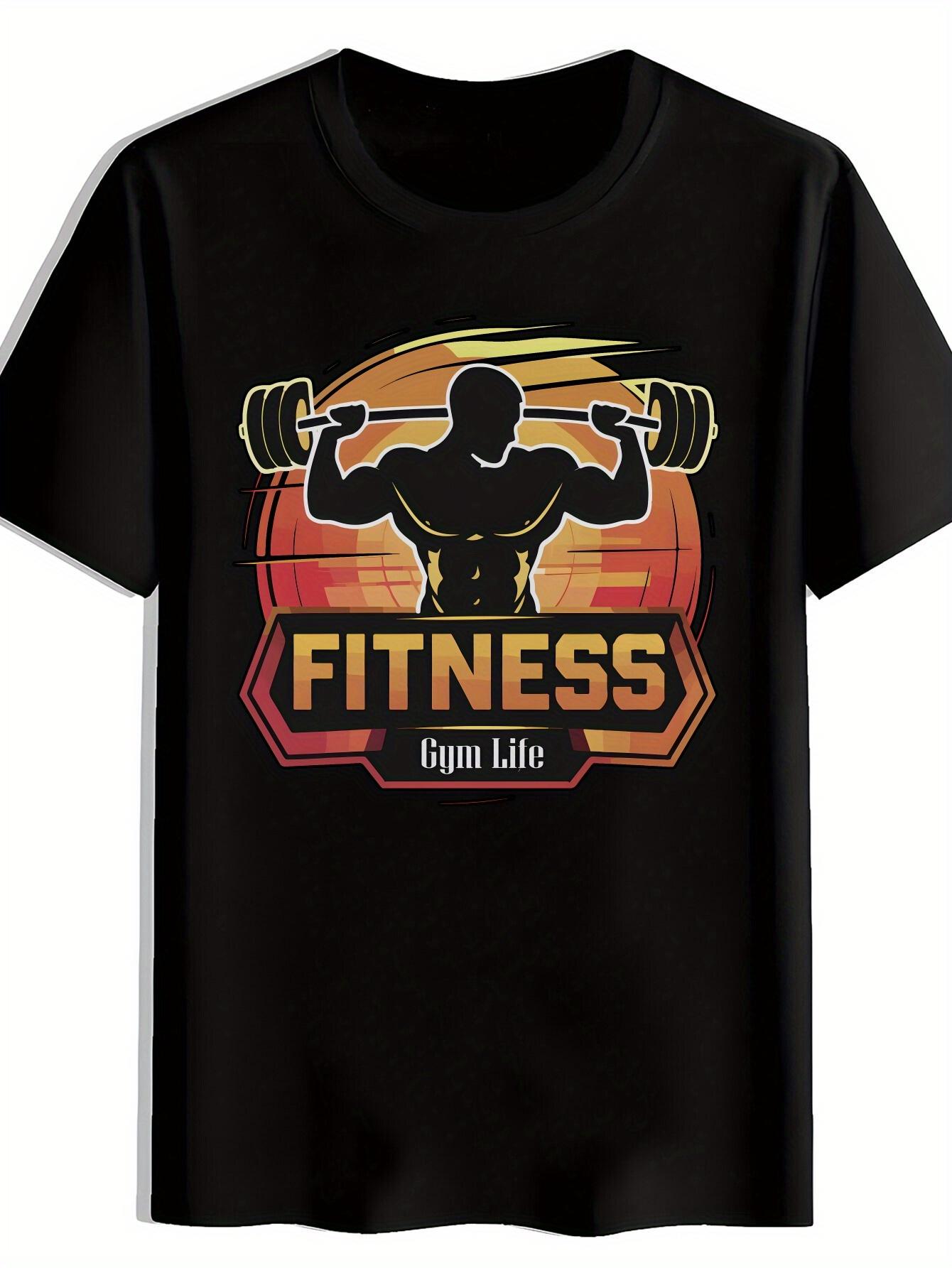 Fitness Motivation T-shirt - Gym Workout Tee with Fitness Is My Life Design - Lightweight Breathable Polyester Shirt for Bodybuilding S