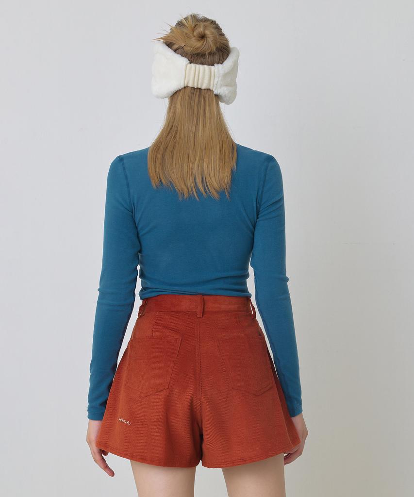 KANDINI Blue High-Neck Fleece T-Shirt