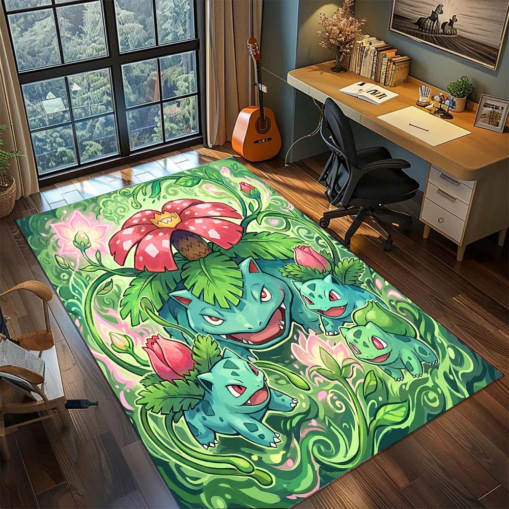 Bulbasaur Gamer Room Bedroom Home Decor Large Area Rug Carpet Non Slip Floor Mat Washable.-TING