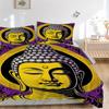 3pcs Buddha Statue Bedding Set - 1 Duvet Cover + 2 Pillowcases(Core Not Included), Machine Washable Polyester, All-Season Comfort, Bedroom D