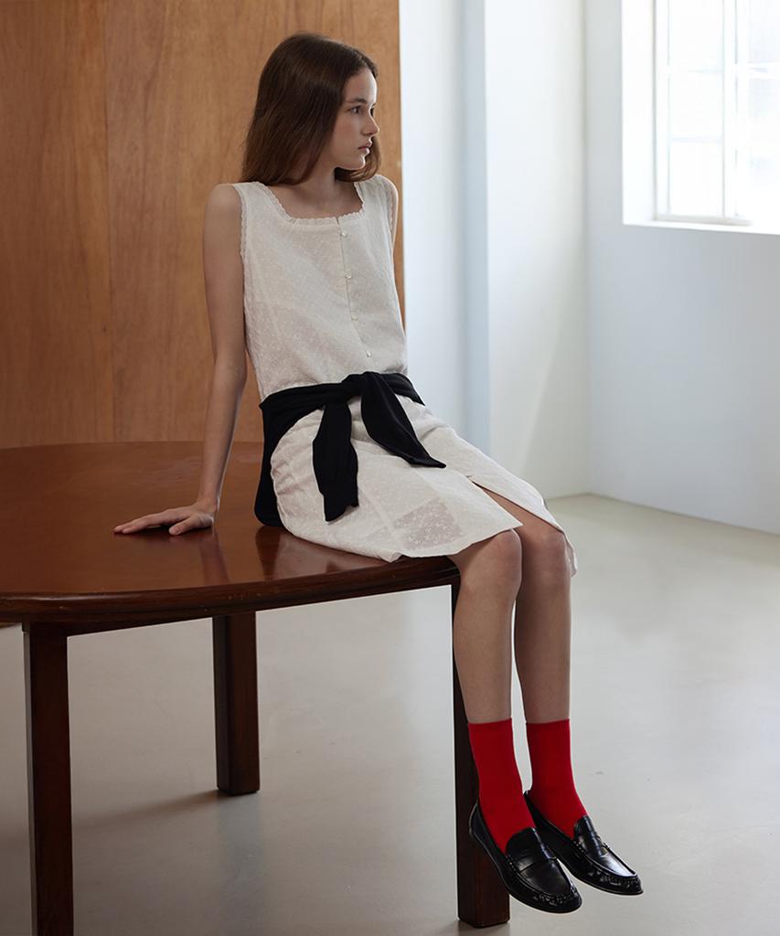 Kwinseulaebis Pure Cotton Lace-Trimmed Eyelet Midi Dress