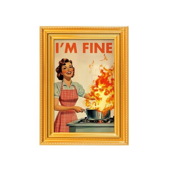 1/5Pcs Vintage Poster Cat Refrigerator Magnet 3D Wooden Retro Painting Frame Fridge Magnet Home Kitchen Office Decoration