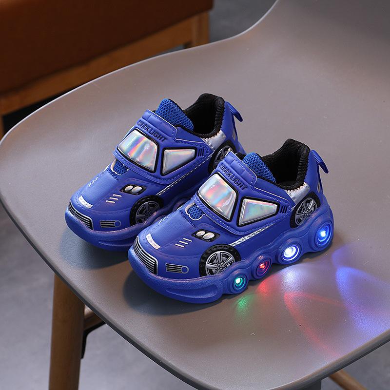 Autumn 2025 Kids' Light-Up Velcro Sneakers - Non-Slip Cartoon Design for Boys & Girls
