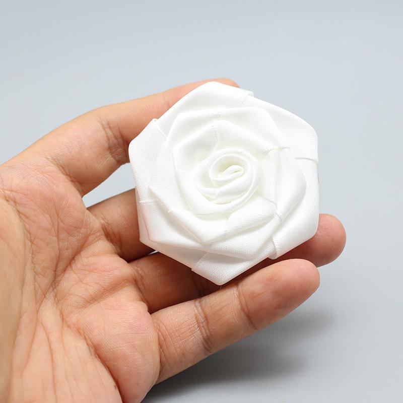 Hand-Sewn Ribbon Rose Flower Decorative Patch for Clothing and Hair Accessories