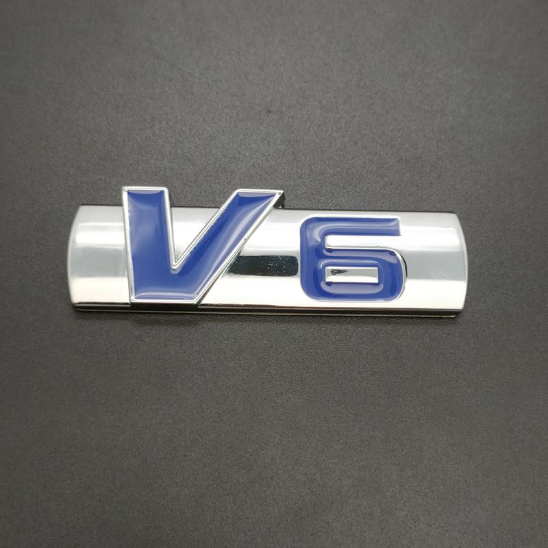 ZZTZZ 3D Metall V6 Motor Display Bilklistermärke Emblem Märke V6 Emblem 3D Märke Lastbilsnamnskylt Klistermärke Dekal Ersättning
