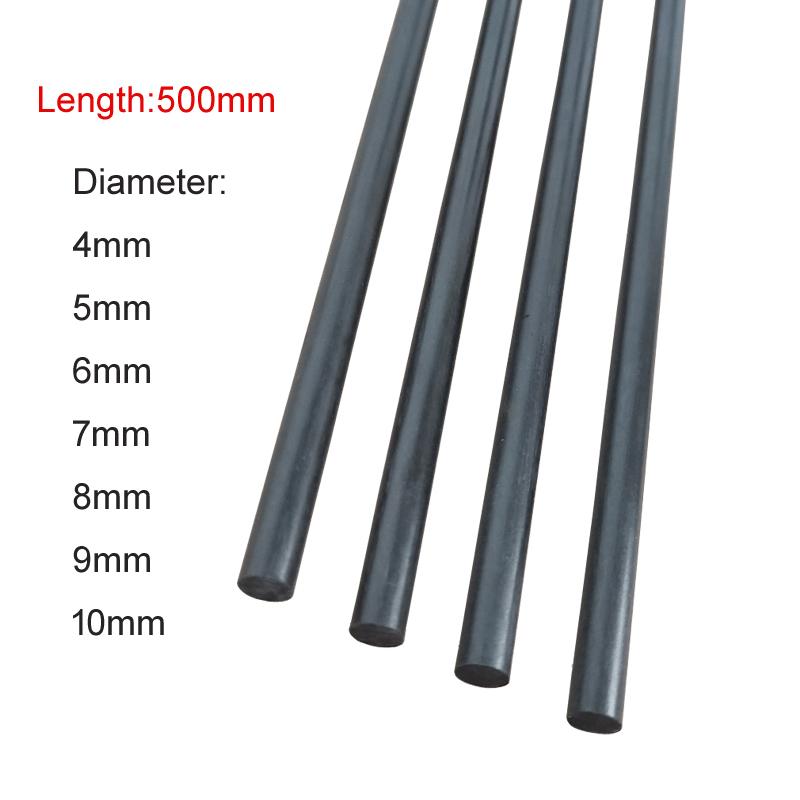 4pcs Carbon Fiber Rods For RC Airplane Matte Pole Diameter 4mm 5mm 6mm 7mm 8mm 10mm  length 500mm 4pcs 4mm
