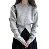 Autumn and Winter Short Zip Pullover Sweater Women's Waisted Round Neck Pullover